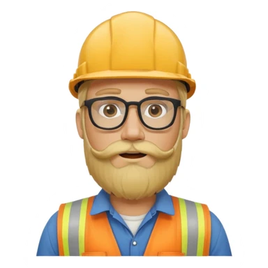 blond man with long beard construction worker and spectacles sticker