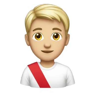 White boy wearing a shirt with Peruvian flag sticker