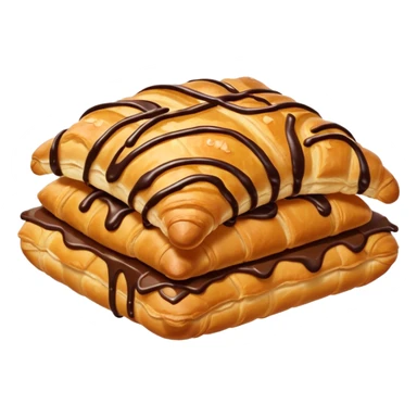 A square crossaint and it has chocolate on the edges sticker