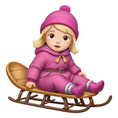 baby girl on sled sticker