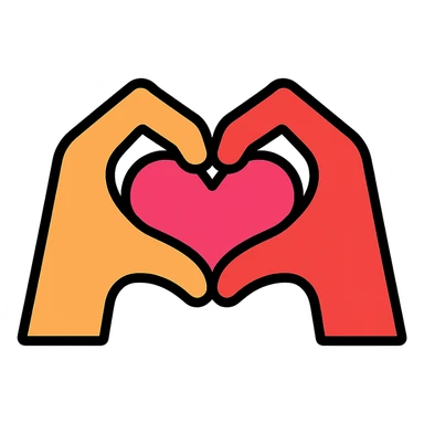 two hands forming a heart shape, representing friendship, color outline icon sticker