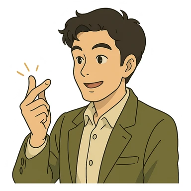 ghibli style Korean man snapping his fingers sticker