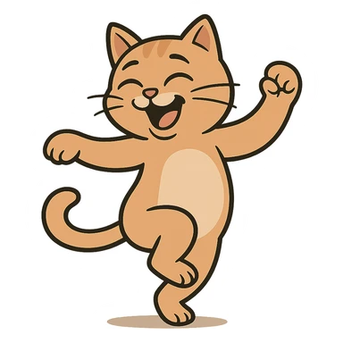 dancing cat cartoon style sticker