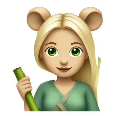 Girl with blonde hair and green eyes and koala ears holding bamboo stick  sticker
