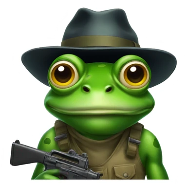 a frog with a gun sticker
