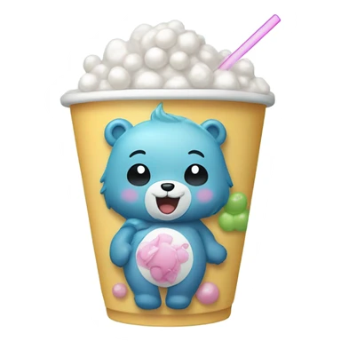 Boba with a care bear sticker