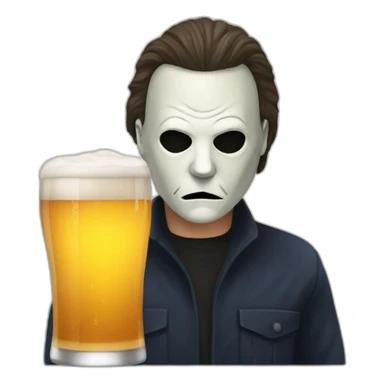 michael myers with a glass of beer sticker