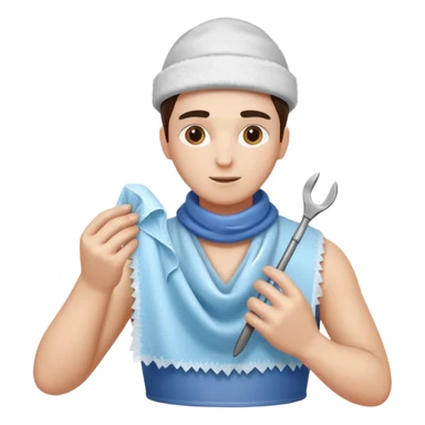 Sculptor polishing with cloth,Ice. sticker