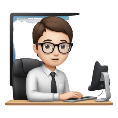 create an isometric of someone busy working on a computer, the screen should show a portal and in office environment sticker