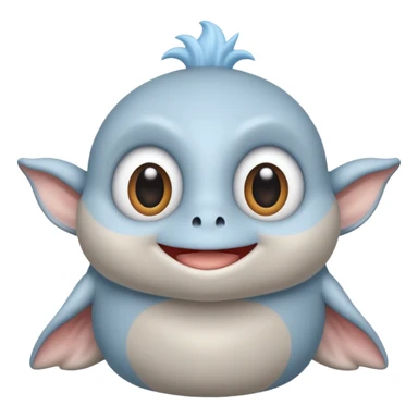 No head..it has 1 eye....stands upright ...wears clothing. is light grey and light blue..looks happy and cuddly... doesnt have a full head.... there is a appendage coming out of top of body with a single large eye sticker