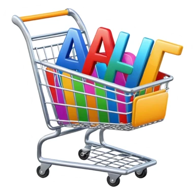 shopping cart with AI letters inside sticker