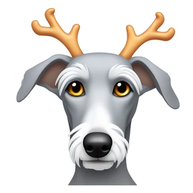 Scruffy grey bedlington whippet wearing antlers sticker