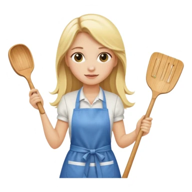 Blonde girl with long hair, cooking , cleaning  sticker