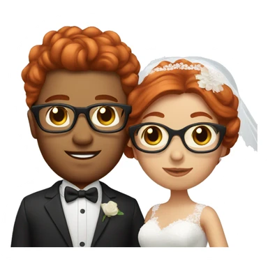 Red head bride with fiancé with glasses  sticker