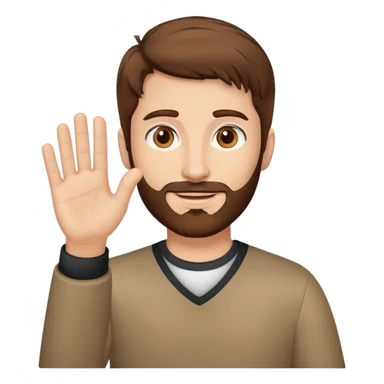 brown hair brown eyes short beard waving hi sticker
