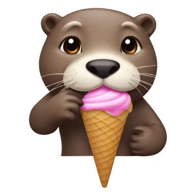 Otter eats ice cream sticker