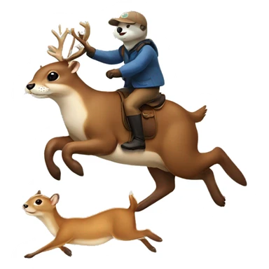 Otter riding a deer sticker