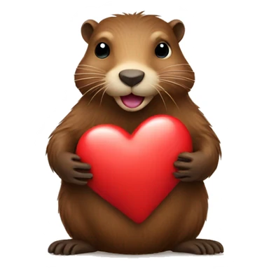 Beaver holding heart sticker
