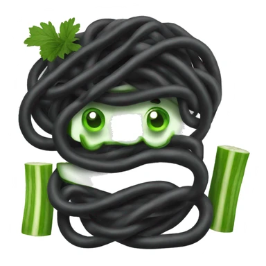 Black noodle with cucumber on top sticker