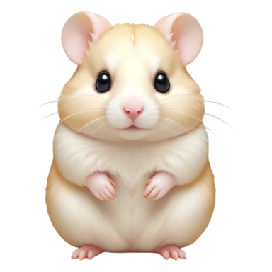 Cinematic Noble Cream Hamster Portrait Emoji, Poised and regal, with a tiny, compact build and a smooth, pristine cream fur, deep-set soulful dark eyes, Simplified yet sharp and sophisticated features, highly detailed, glowing with a soft, dignified glow, high shine, intelligent and energetic, stylized with an air of miniature elegance, focused and attentive, soft glowing outline, capturing the essence of a watchful and confident rodent, so majestic it feels as though it could scurry out of the screen with effortless authority! sticker