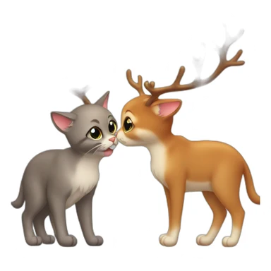 Cat kiss reindeer sticker
