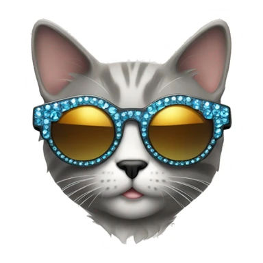a full body cat wearing big bedazzled sun glasses  sticker