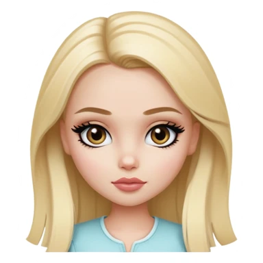 pretty bratz girl, clean girl style, blonde hair,  hazel eyes, black eyeliner, pale skin sticker