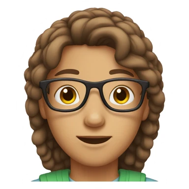 teen with brown middle part hair and glasses sticker