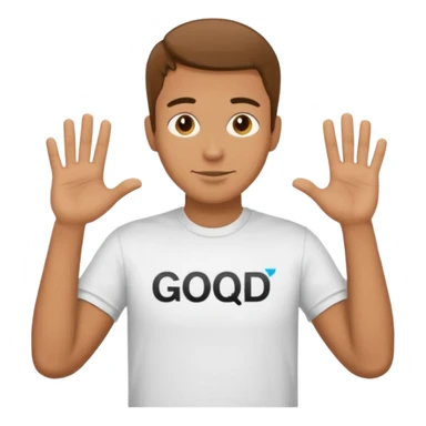 guy with "good qa" text on tshirt sticker