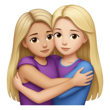 Long blonde hair girl hugging short brunette hair girl sticker