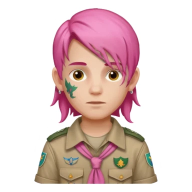 scout boy long hair face tatooes pink haired sticker