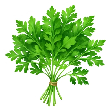 Cinematic Realistic Parsley Emoji, Fresh and vibrant, with bright green, frilly leaves that seem to shimmer with vitality. The plant exudes a sense of healthy growth and aromatic zest, inviting both beauty and flavor into any dish. Soft glowing outline, capturing the essence of freshness, health, and culinary delight in a sprig of parsley! sticker