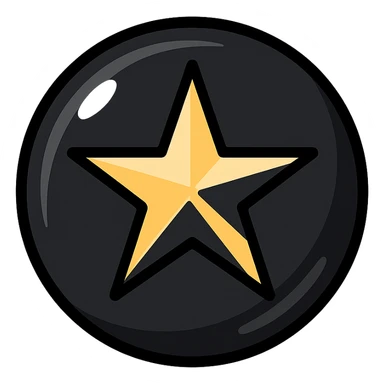 bright silver or gold star on the glossy black surface of a high-end car, main color glossy black, subtle reflections, emphasis on mirror-like shine, modern and clean, not overloaded sticker