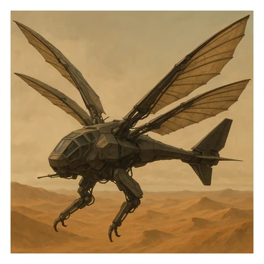 detailed Dune ornithopter inspired by the flying machines from the Dune universe sticker