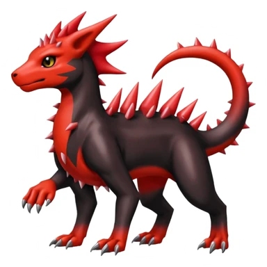 Badass cool shiny Houndoom-Charmeleon-Fakémon-hybrid-creature (full body)  sticker