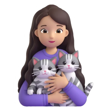 girl with long hair holding a cat with silver stripes sticker