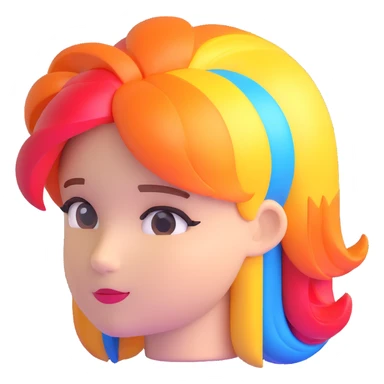 shiny 3D hairstyle with multiple colors sticker