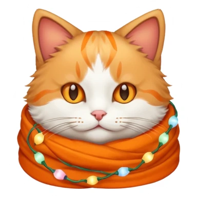 cat wrapped up in christmas lights sticker