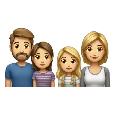 Papa-mama-hijo rubio-hija morena-perro breton sticker