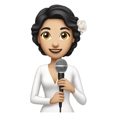 wedding host woman with microphone and black hair white skin sticker