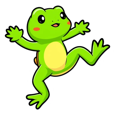 cartoon frog jumping sticker