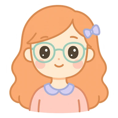 kawaii style portrait of a woman with long copper hair, fair skin, and glasses sticker