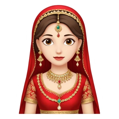 In wedding red lengha and cream kurta with jewelry  sticker