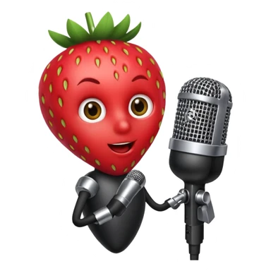 A strawberry holding mic sticker