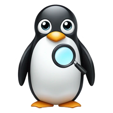 penguin holding a magnifying glass sticker
