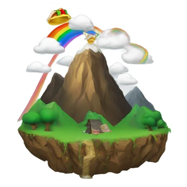 Mountain with pot of gold on topand an elf sticker