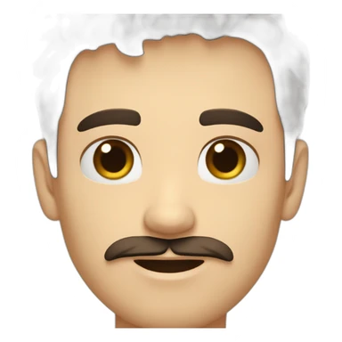 A young Caucasian man with dark brown eyes, almond-shaped eyes, short dark brown hair, and a small dark brown beard with a more prominent mustache. sticker