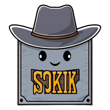 BLK letters in rustic western cowboy style with metallic silver outline and wooden texture sticker