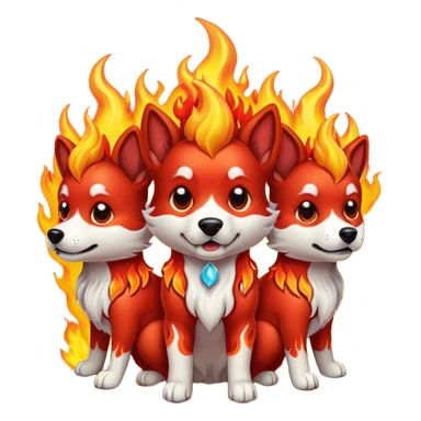 Perro de tres cabezas con fuego  sticker