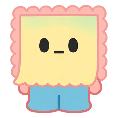 pastel watercolor sticky note with a scalloped edge, soft kawaii style, Japanese stationery, full body, no face, no hands, no legs, no character expression sticker